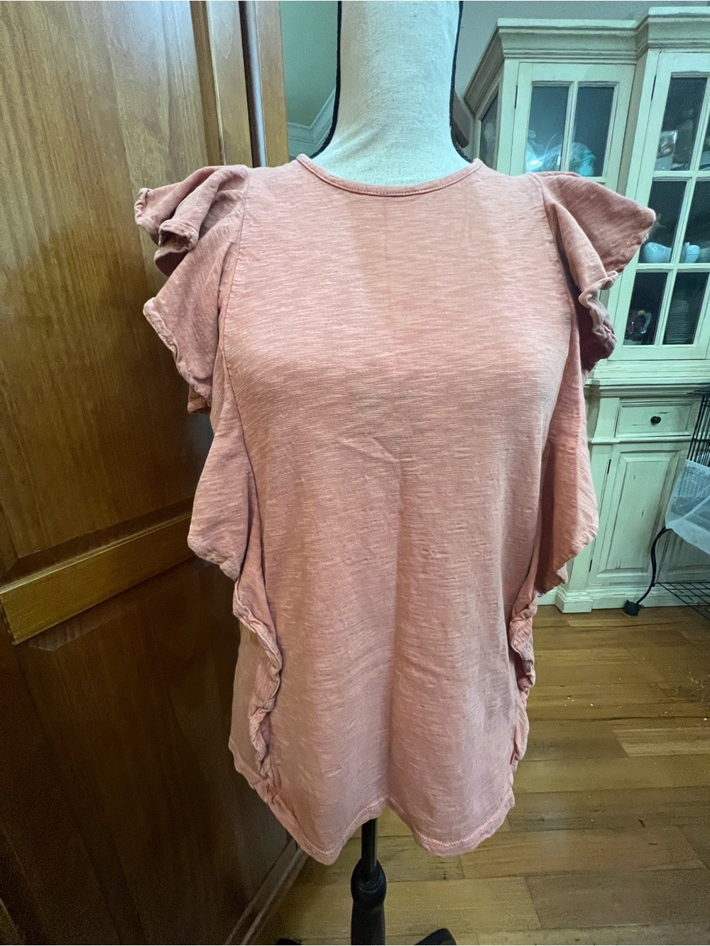 Frye Ruffle-Sleeve Top in Dusty Pink
